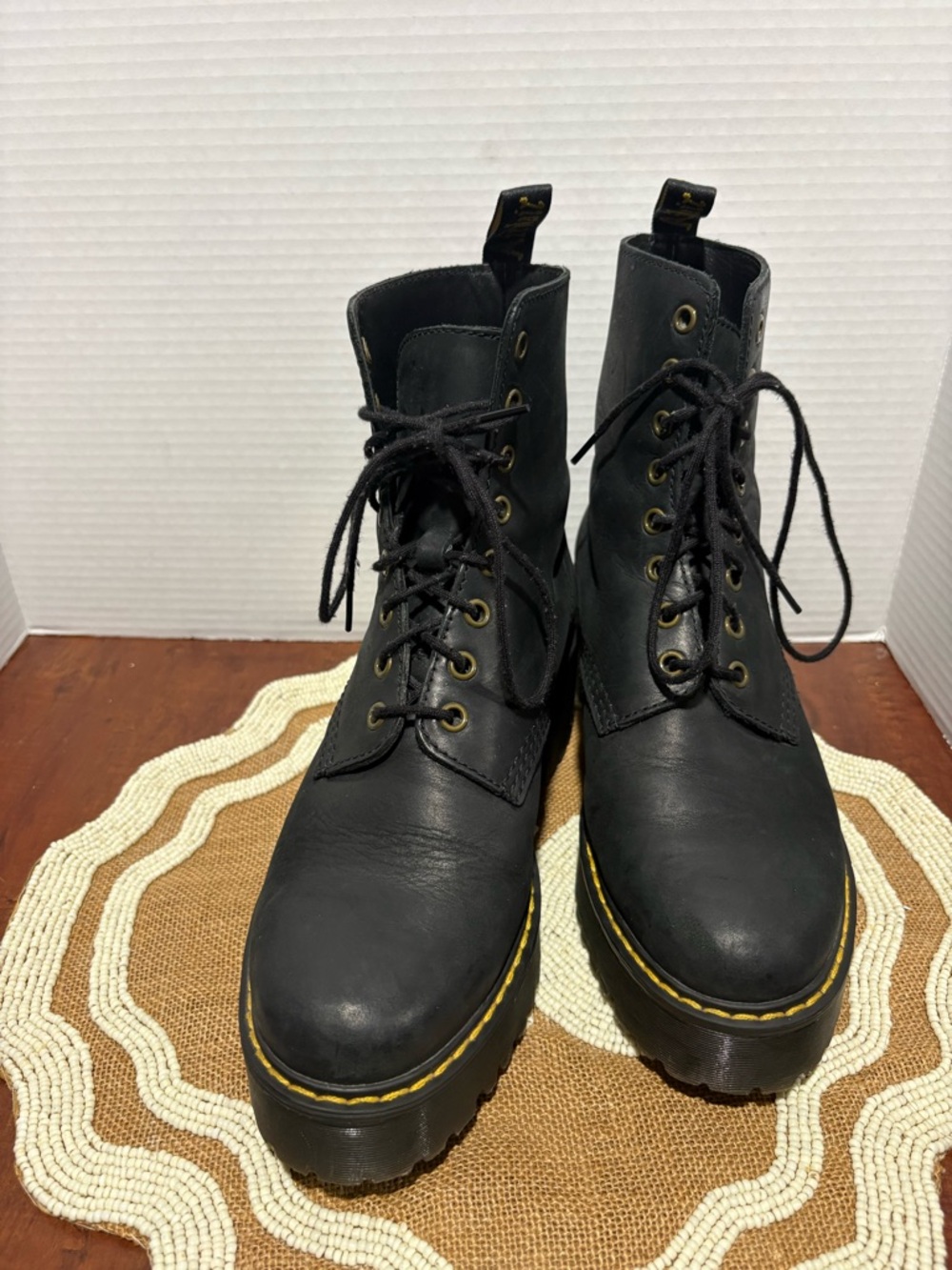 Dr.Marten Black Lace-Up Platform Combat Boots